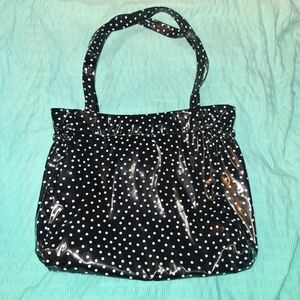 Black White Polka Dot Oilcloth Tote Bag